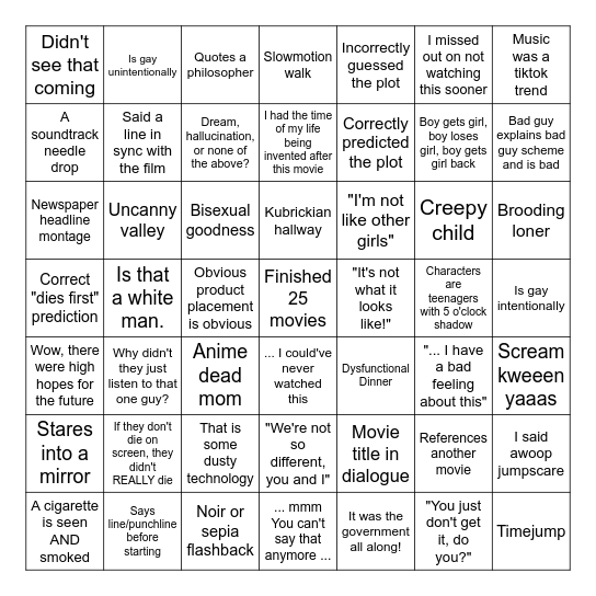 You haven't seen this? Bingo Card