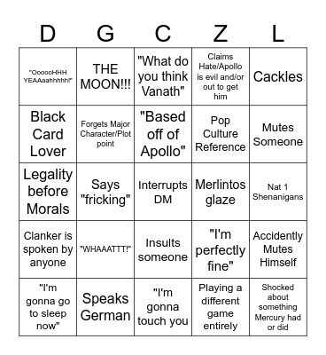 D&D Bingo Card