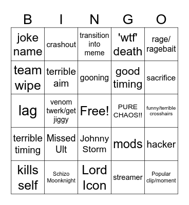 Marvel Rivals Bingo Card