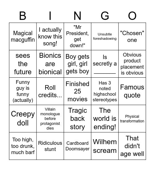 You haven't seen this? Bingo Card