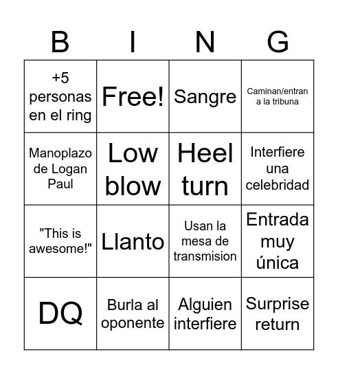 Wrestlemania XLI Bingo Card