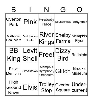 Instant Memphian Bingo Card