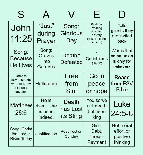 Easter Bingo Card