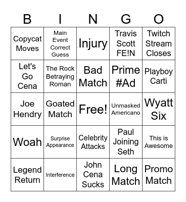 WrestleMania 41 Bingo Card