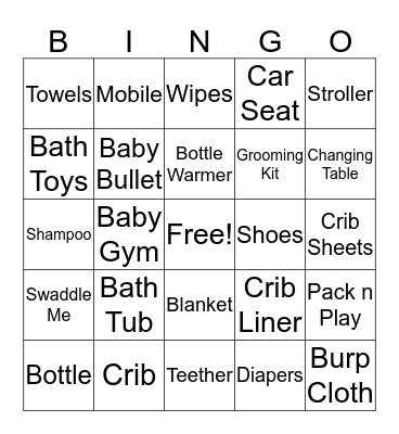 Maria's Baby Shower Bingo Card