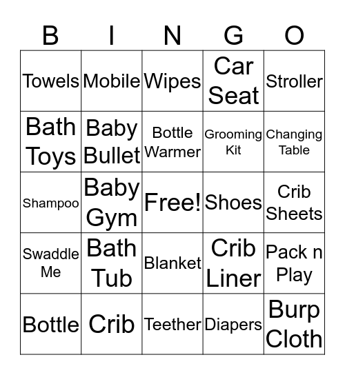 Maria's Baby Shower Bingo Card