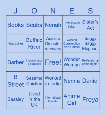 Family Bingo Card