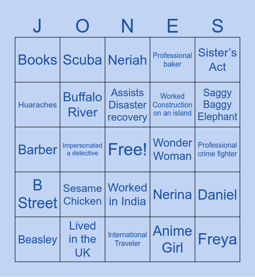 Family Bingo Card