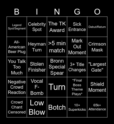 Shoot Bingo Card
