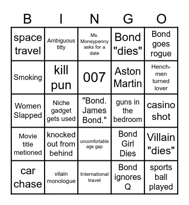 Bond Bingo Card
