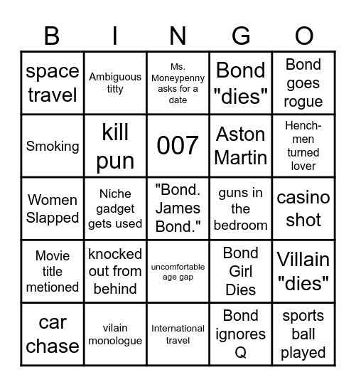 Bond Bingo Card