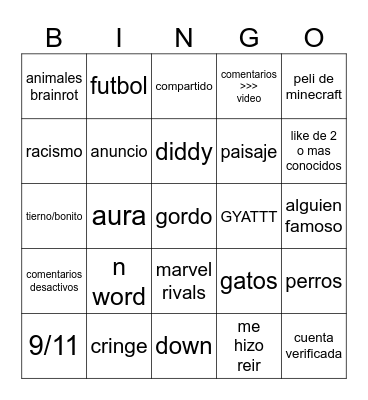 Reels bingo Card