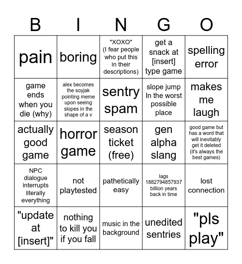 gimkit bingo Card