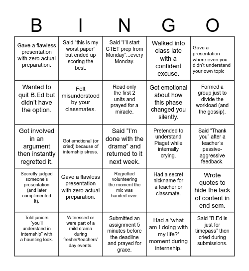 Farewell bingo Card