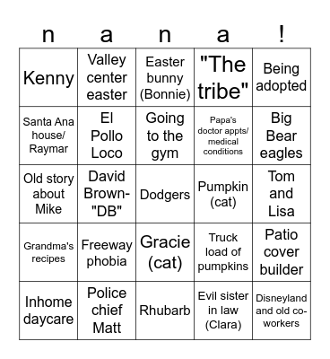 nana easter bingo Card
