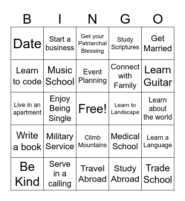 Oh the Places You'll Go Bingo Card