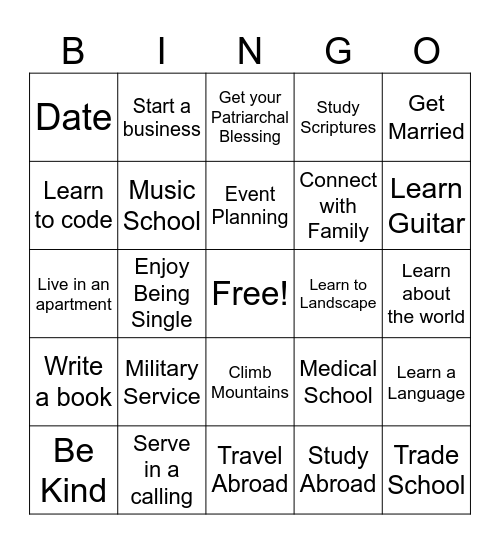 Oh the Places You'll Go Bingo Card