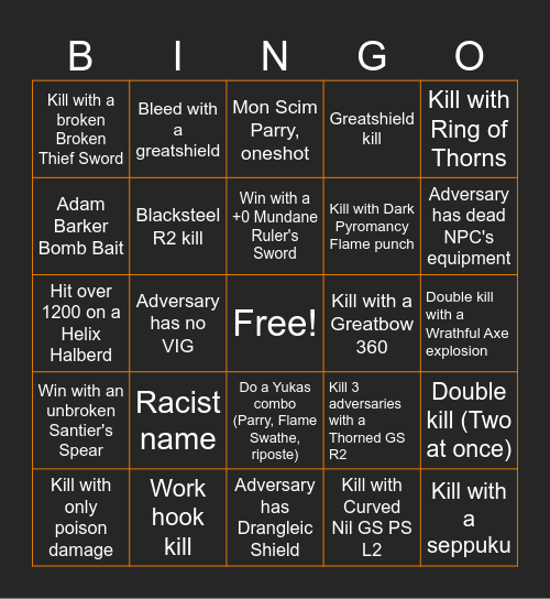 DS2 Invasion Bingo Card