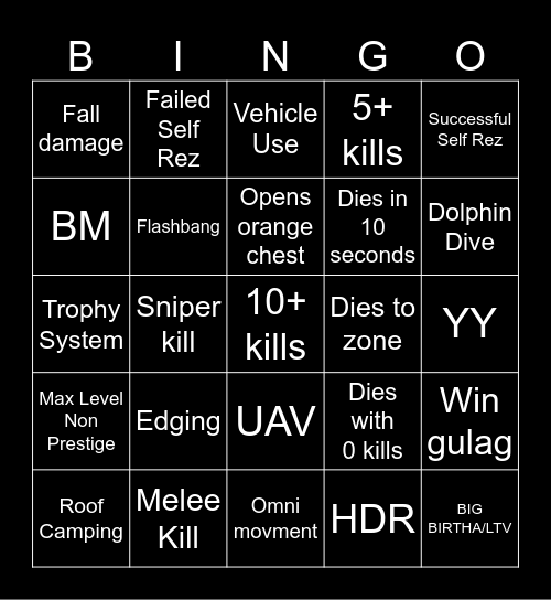 D3LTA's Warzone Bingo Card