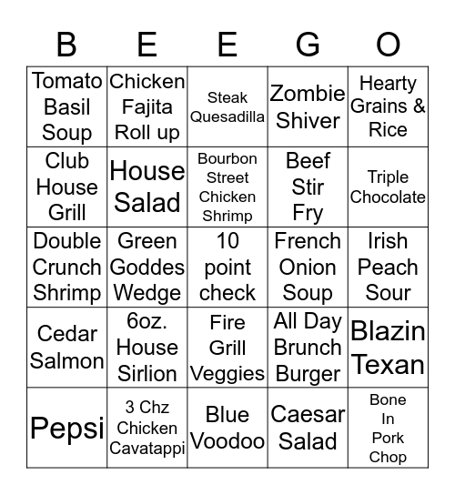 BEEGO Bingo Card