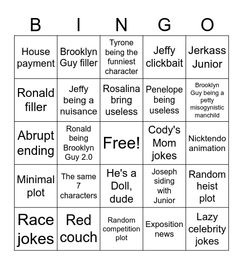 SML Bingo Card