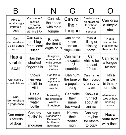 MOJMILAN Bingo Card