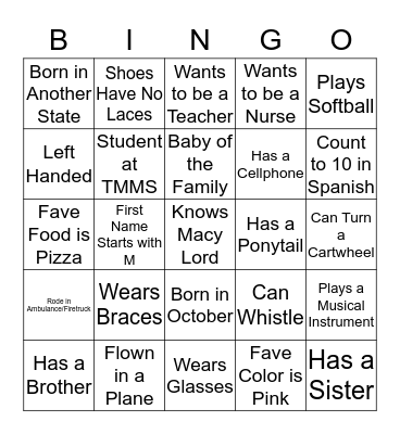 Macy's Glowing Birthday Party Bingo Card