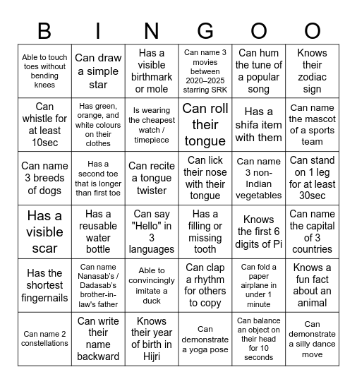 MOJMILAN Bingo Card