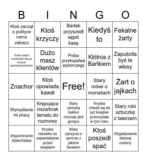 Wielkanocne Bingo Card