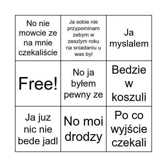 Zygi Wielkanoc Bingo Card