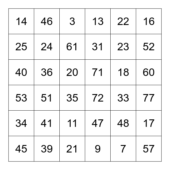 CASH FLYER Bingo Card