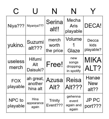 BA JP Spring Livestream Bingo Card