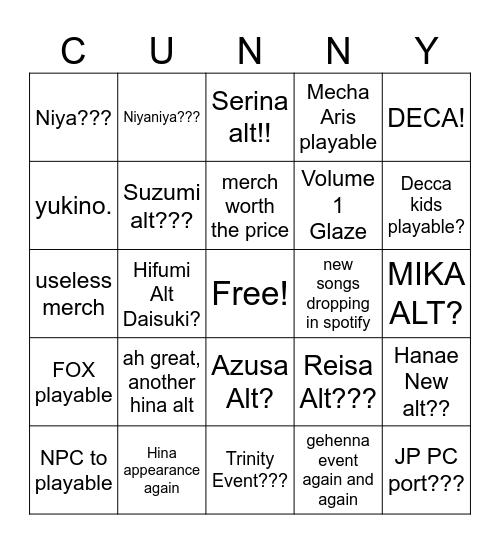 BA JP Spring Livestream Bingo Card