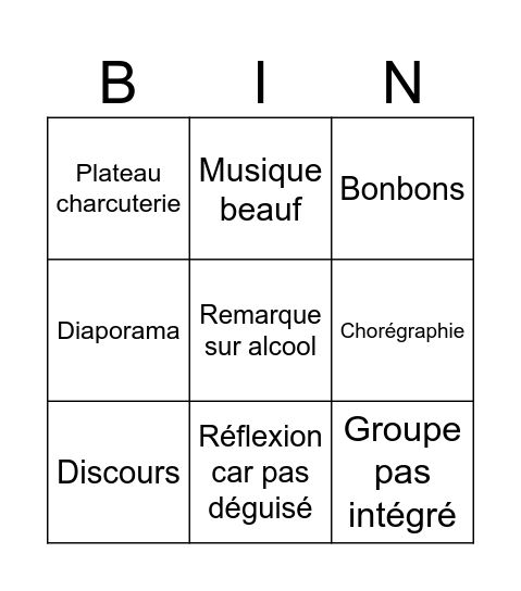 Boum 30ans Bingo Card