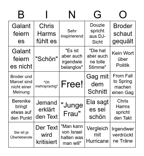 ESC-Kompakt-Reaction-Bingo-Israel Bingo Card