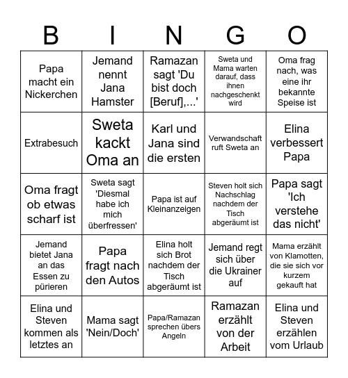 Ostern at the Porks Bingo Card