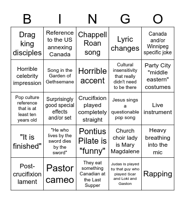 The Actual Easter Story Bingo Card