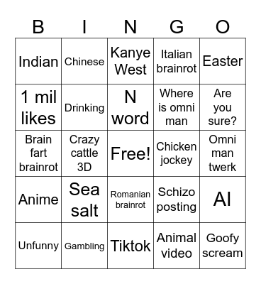 Instagram Reels Bingo Card