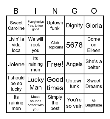 Gala Fundraiser: Sing-a-long Bingo Card