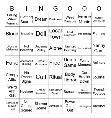 Horror Movies Bingo Card