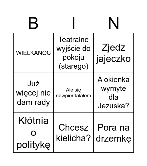 Wielkanoc Bingo Card