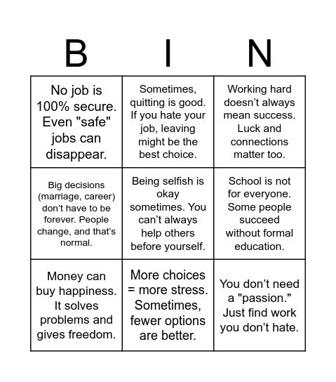 Untitled Bingo Card