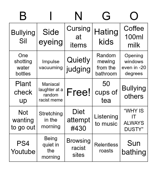 The Gina/Dagmar Bingo Card