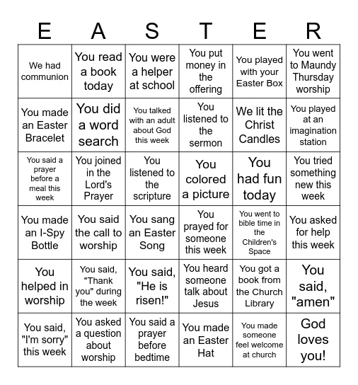 Happy Easter! Bingo Card