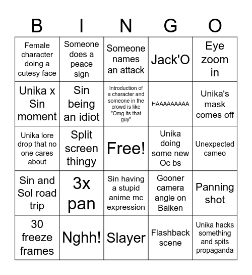 Guilty Gear Dual Rulers Bingo Card