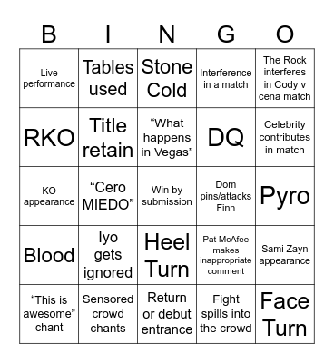 Wrestlemania 41 Night 2 Bingo Card