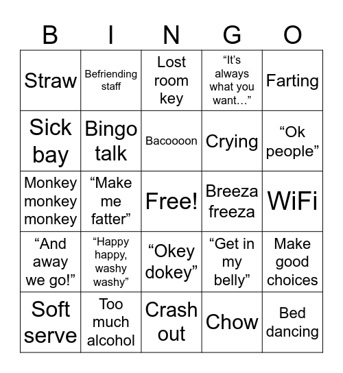 NCL Family Bingo Card