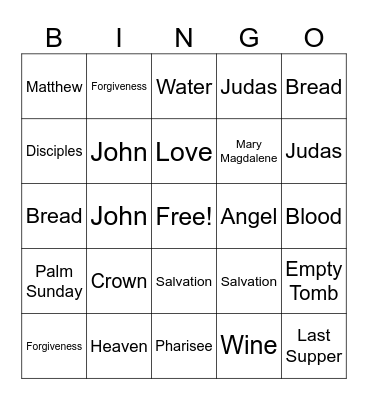 Bible Bingo Card
