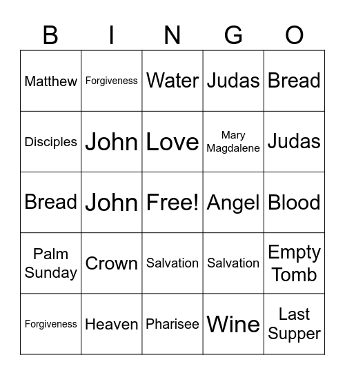 Bible Bingo Card
