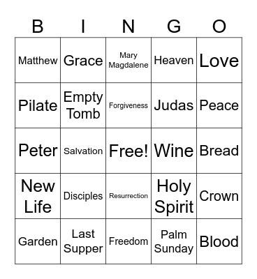 Bible Bingo Card